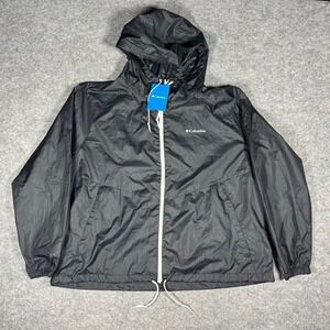 Columbia May Valley Windbreaker Black Hooded Full Zip Jacket Womens XXL NWT 75$
